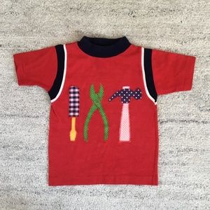 70s vintage toddler appliqué tools tee
